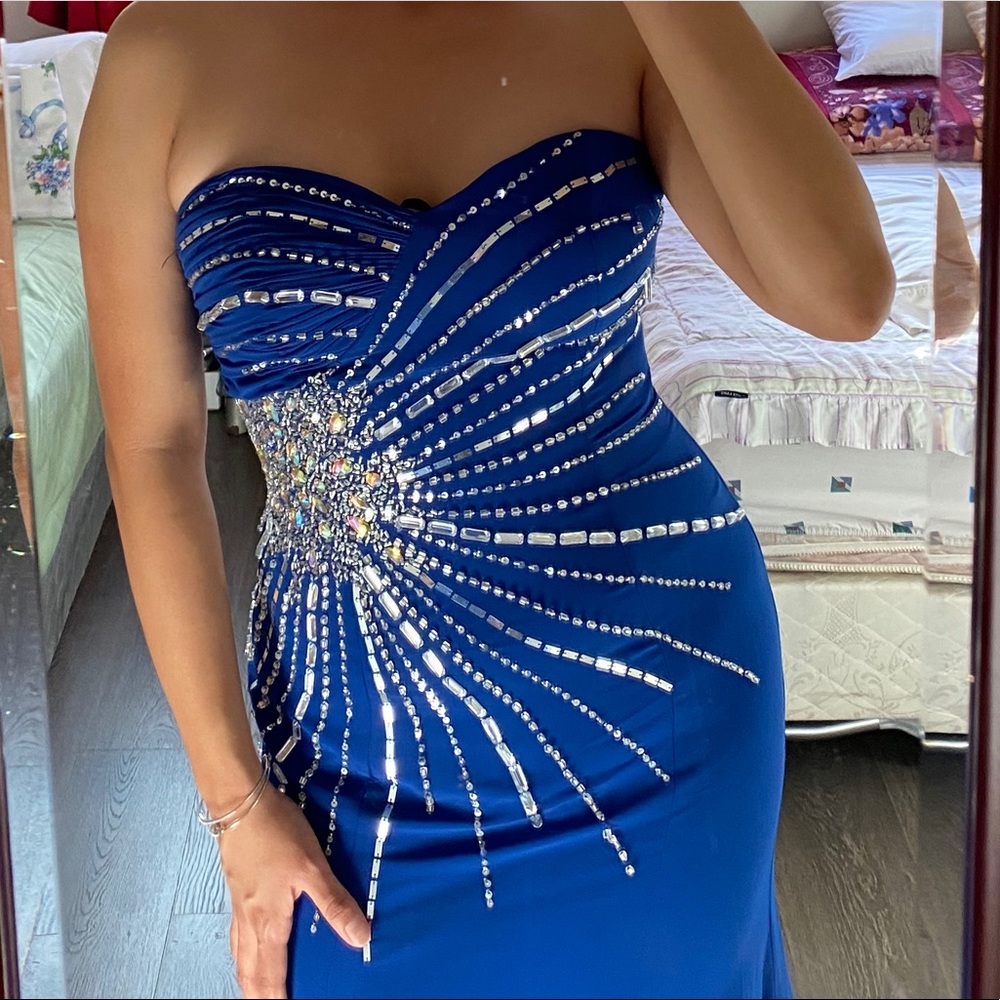 Strapless Royal Blue Prom Dress Style : 0220